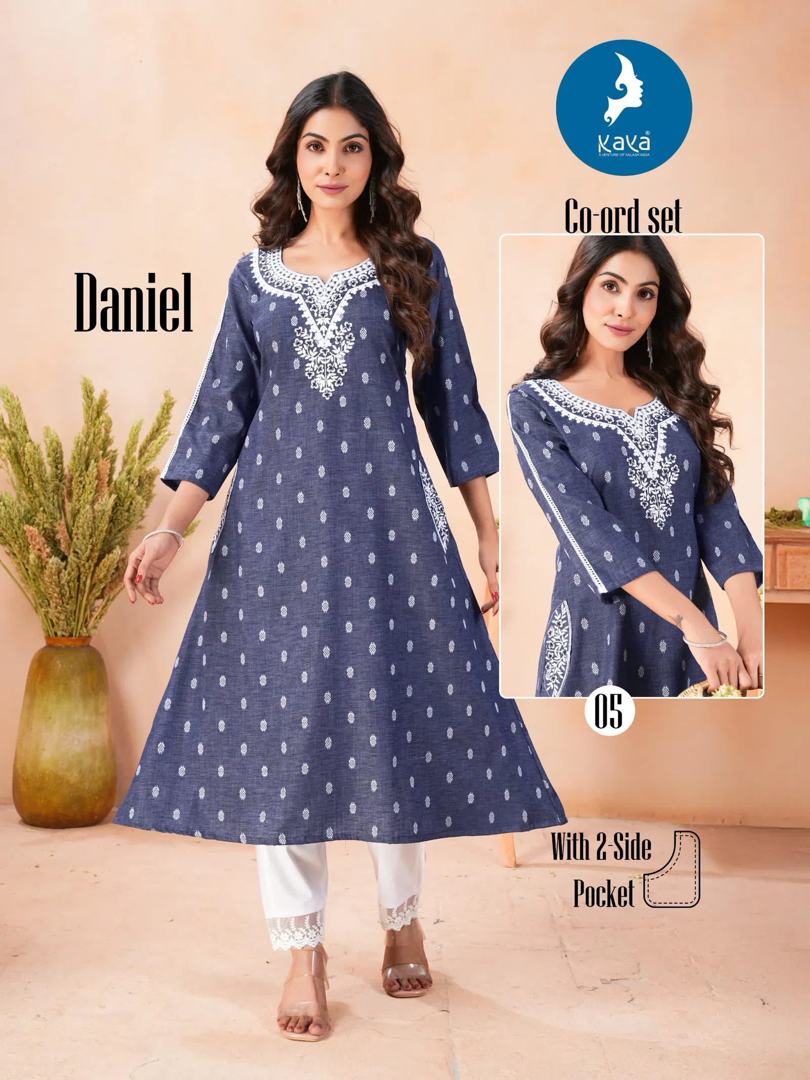 Daniel By Kaya Denim Butta Fancy Kurti With Bottom Exporters In India